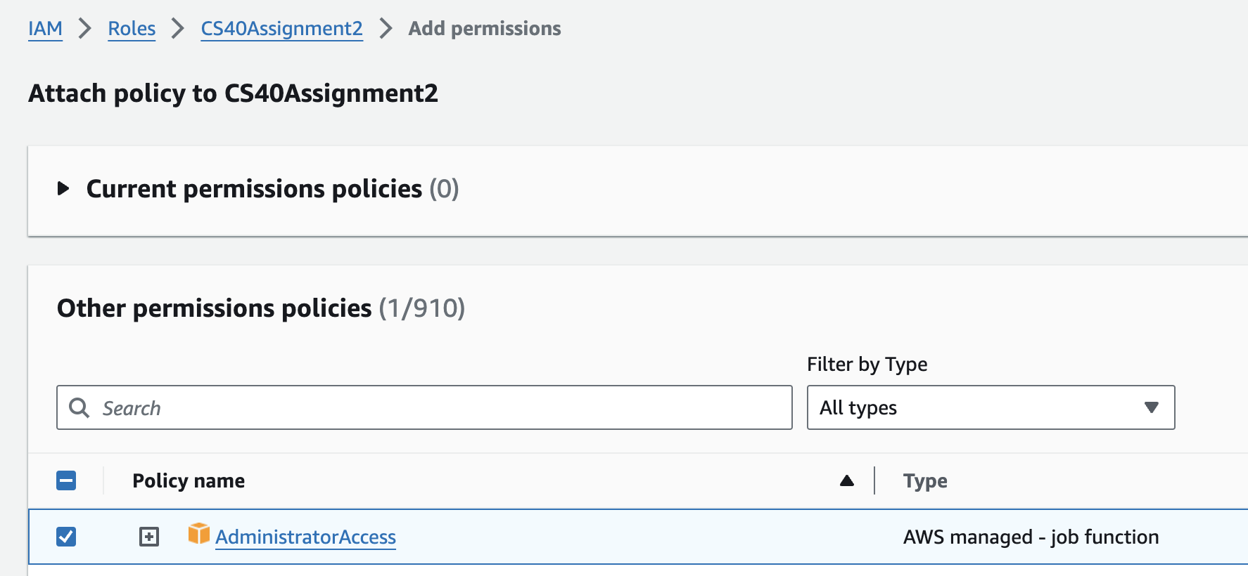 Page 2 of IAM role configuration